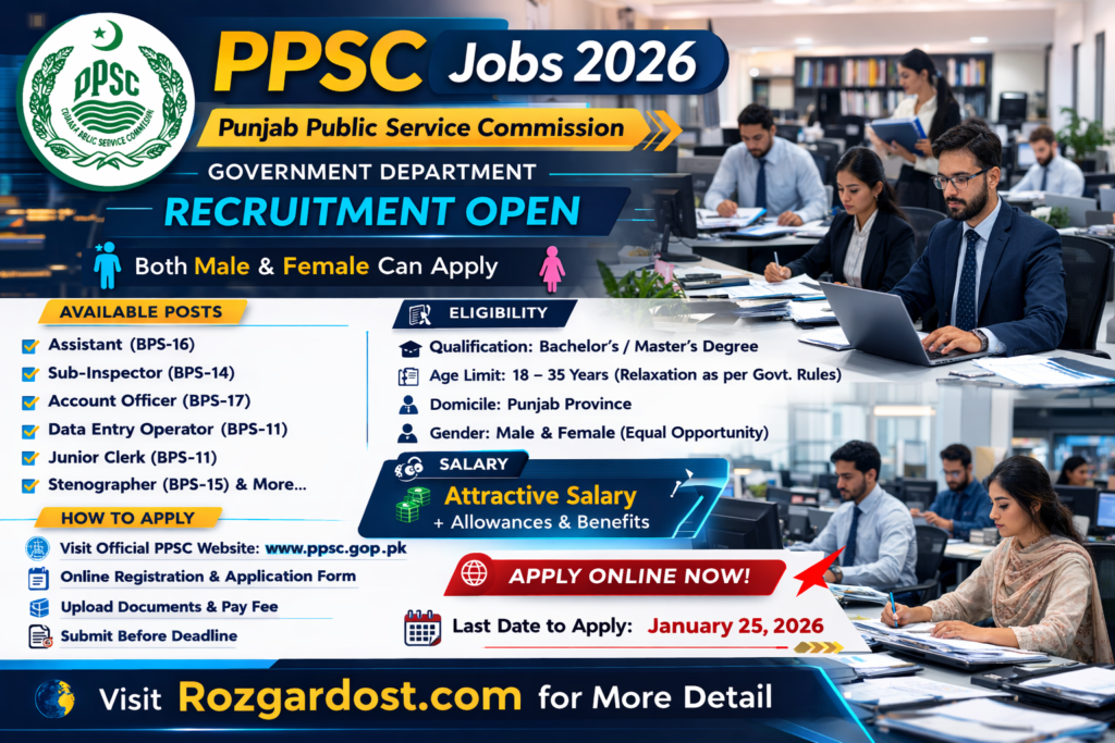 PPSC Jobs 2026 – Punjab Public Service Commission Online Apply Now