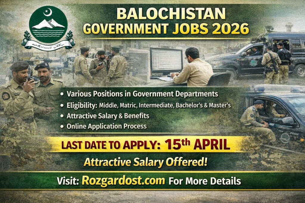 Balochistan Government Jobs 2026 – Online Apply Latest Balochistan Govt Advertisement